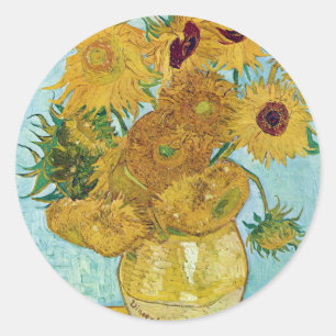 Vincent Willem van Gogh , "Sunflowers" Classic Round Sticker
