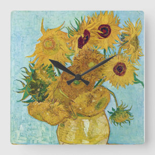 Vincent Willem van Gogh , "Sunflowers" Square Wall Clock