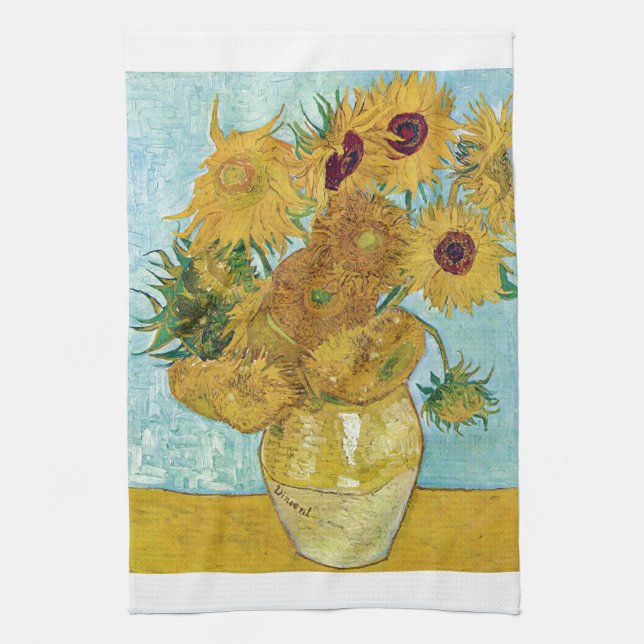 Vincent Willem van Gogh , "Sunflowers" Tea Towel (Vertical)