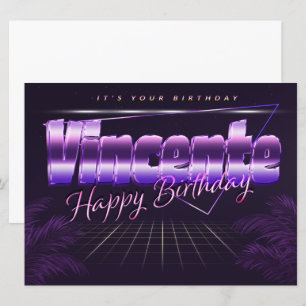Vincente Name Vorname lila retro Karte Geburtstag Card