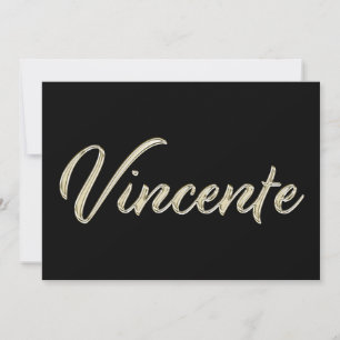 Vincente Name white gold Handwriting Karte Card