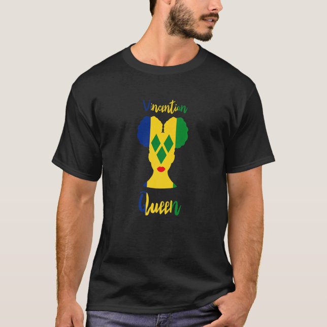 Vincentian Queen St Vincent Grenadines Flag Afro R T-Shirt (Front)