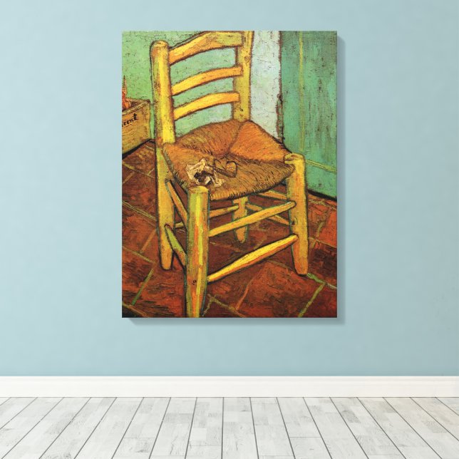 Vincent's Chair with His Pipe by Vincent van Gogh Canvas Print (Insitu(Wood Floor))