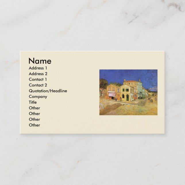 Vincent's House in Arles by Vincent van Gogh Business Card (Front)