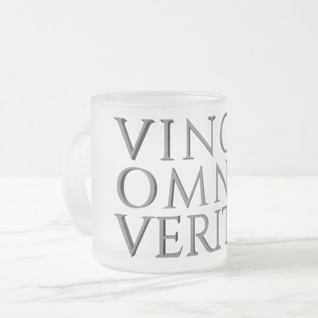 VINCIT OMNIA VERITAS - Light Frosted Glass Coffee  Mug (Front Left)