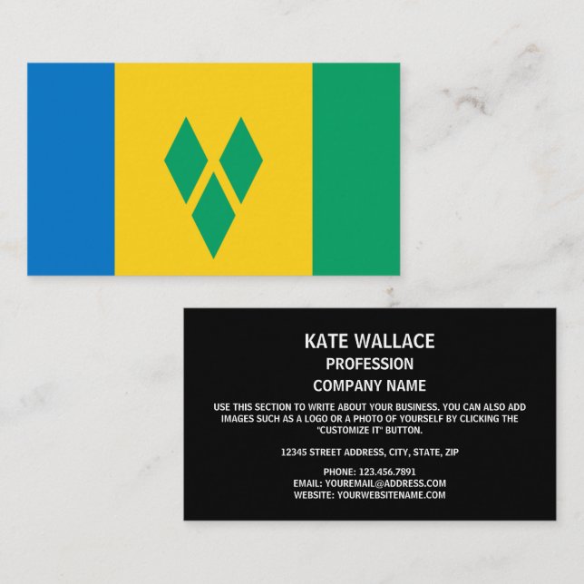 Vincy Flag, Flag of Saint Vincent & the Grenadines Business Card (Front/Back)