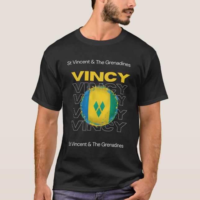 Vincy Flag St Vincent And The Grenadines Flag T-Shirt (Front)
