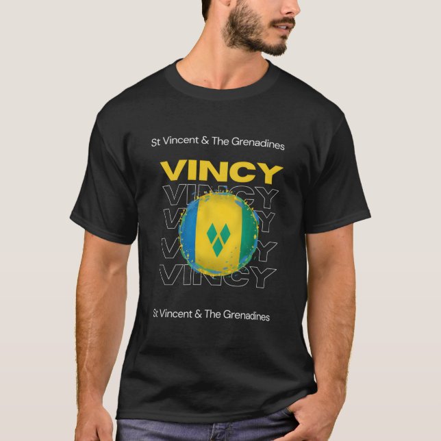 Vincy Flag St Vincent And The Grenadines Flag T-Shirt (Front)