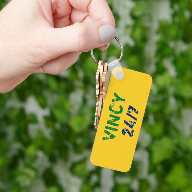 Vincy Simple Quote with Green and Blue Text Key Ring (Hand)