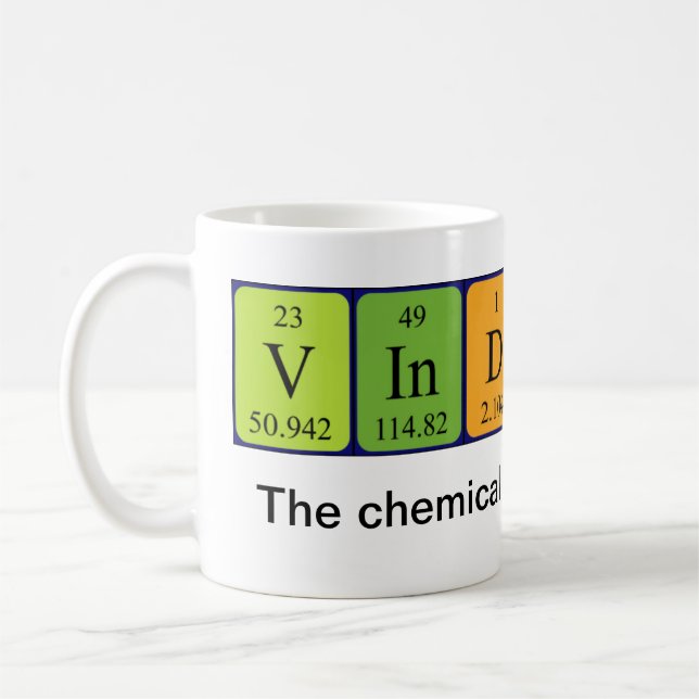 Vindaloo periodic table word mug (Left)