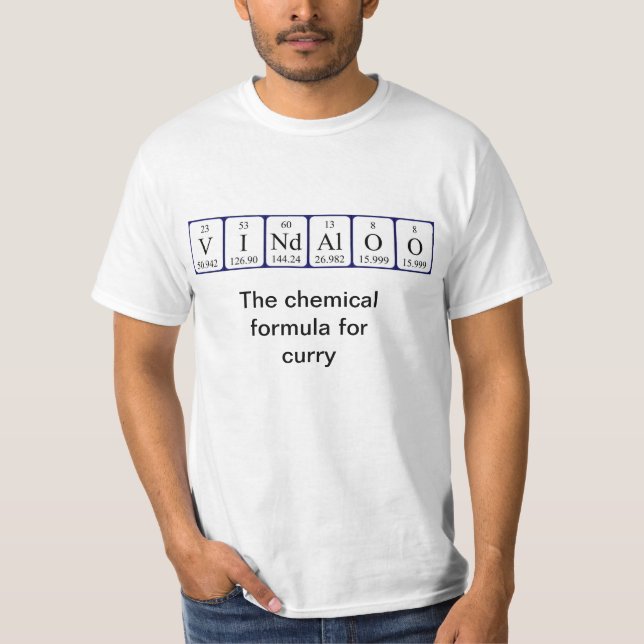 Vindaloo periodic table word shirt (Front)
