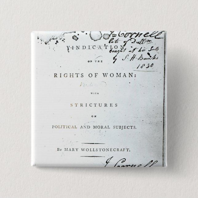 Vindication of the Rights of Woman' 15 Cm Square Badge (Front)