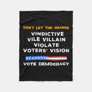 Vindictive Vile Villain Violate Vote Vision Kamala Fleece Blanket