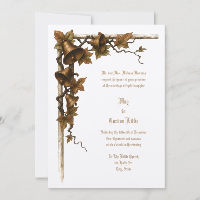 Vine And Wedding Bells Invitation (Front)