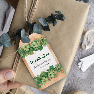 Vine and wood rustic St. Patrick's Day wedding Gift Tags