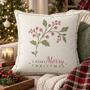 Vine & Berry Merry Christmas Motif ID1337 Cushion