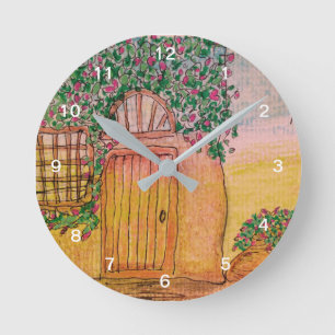 Vine-Covered Cottage Round Clock
