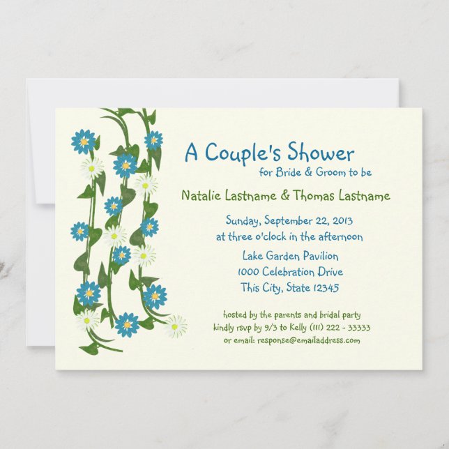 Vine Flowers Couple's Shower Invitation (Front)