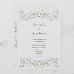 Vine Heart Trellis Light Grey Wedding Invitation
