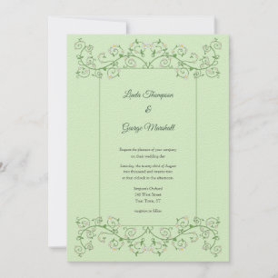 Vine Heart Trellis Mint Green Wedding Invitation