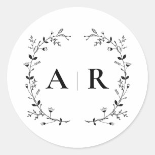 Vine Scroll Wedding Label Seal, Monogram