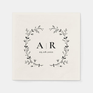 Vine Scroll Wedding Monogram, Couple's Initials Napkin