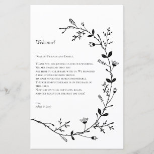 Vine Scroll Wedding Welcome Letter, Itinerary