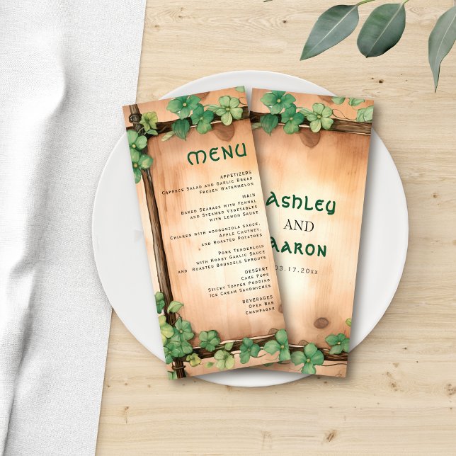 Vine St Patrick's Day BUDGET wedding menu card (Creator Uploaded)