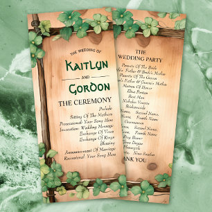 Vine wood St. Patrick's Day BUDGET wedding program Rack Card