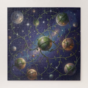 Vine Wrapped Planets Cosmic Jigsaw Puzzle