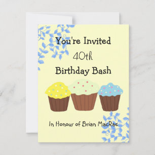 Vines and Cupcakes Birthday Invitation