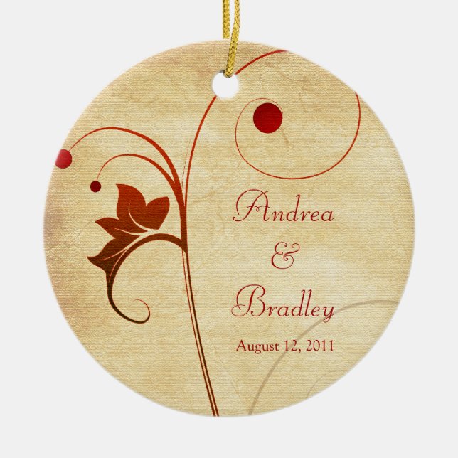 Vines & Berries Wedding or Anniversary Ornament (Front)
