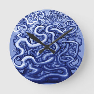 Vines Blue Round Clock