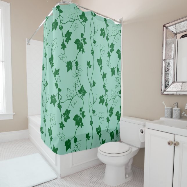 Vines of Ivy, Green, Mint  Shower Curtain (In Situ)