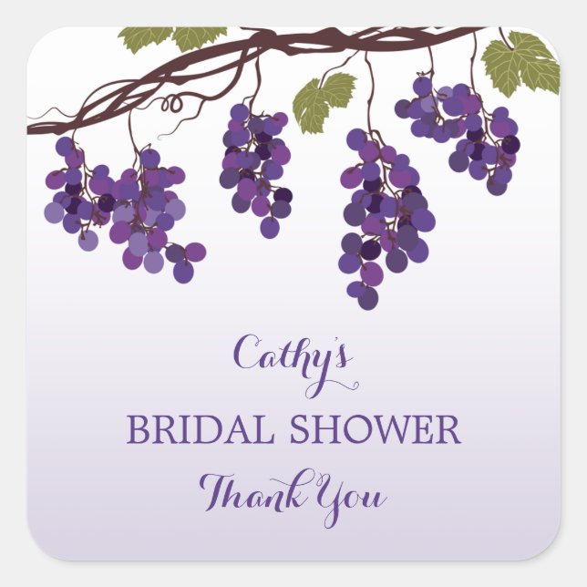 Vineyard Bridal Shower Favour Sticker (Front)