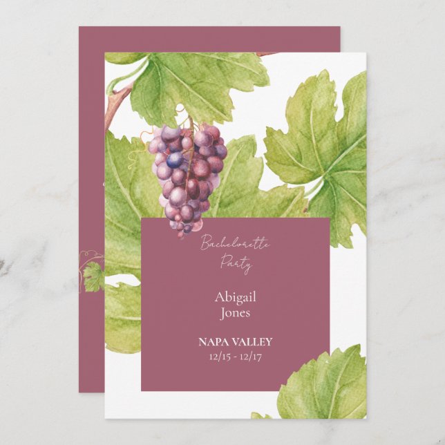 Vineyard Destination Bachelorette Party Invitation (Front/Back)