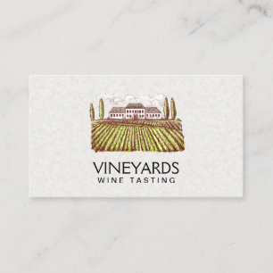 Vineyard Estate   Winery Sketch Business Card