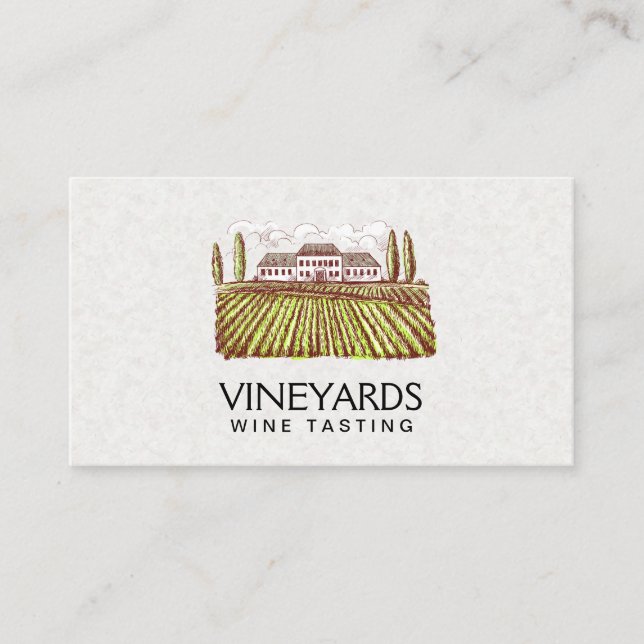 Vineyard Estate | Winery Sketch Business Card (Front)