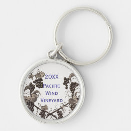 Vineyard Event Branded with Year Grape Vine Key Ring