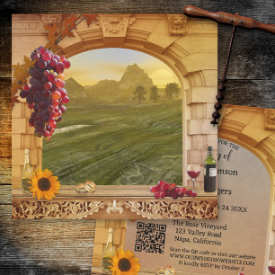 Vineyard Fall QR Code Wedding Invitation