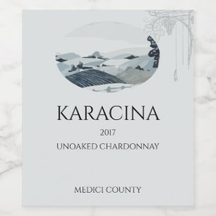 Vineyard Fields illustrated Custom Wine Label