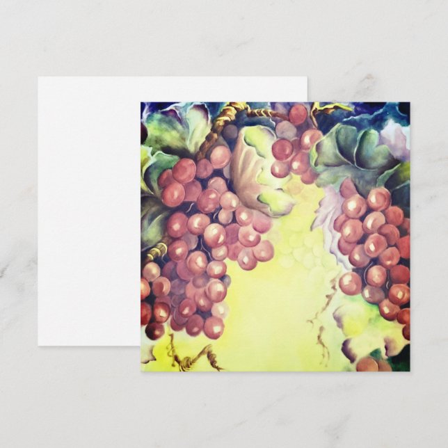 Vineyard Grapes Watercolor Greeting Card | Wine  (Front/Back)