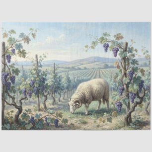 Vineyard Grazing Ram Decoupage Tissue Paper