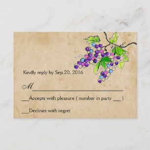 Vineyard Love Artistic Grapes Response RSVP Card