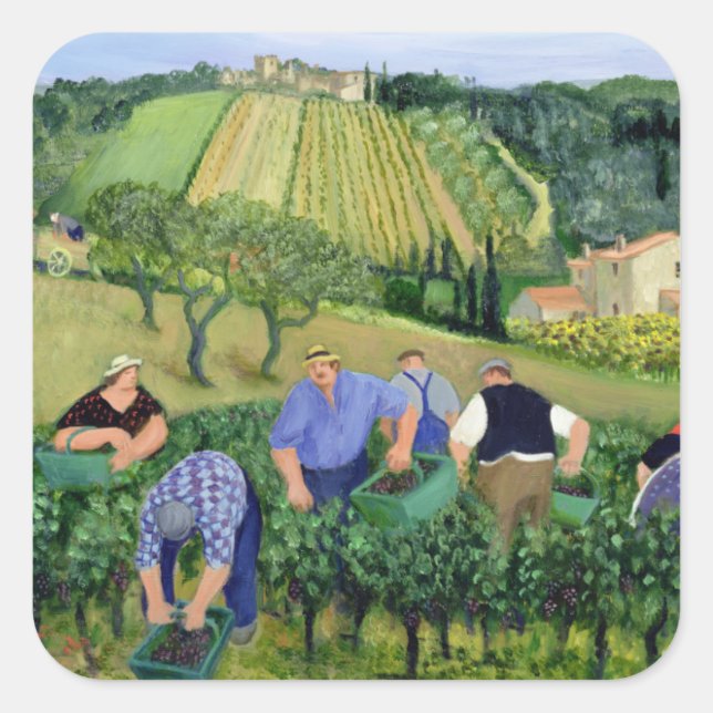 Vineyard Olives and Sunflowers Square Sticker (Front)