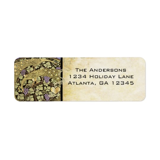 Vineyard Peacock Gold Purple Return Addres Lablels Return Address Label