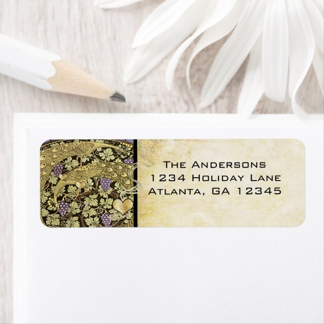 Vineyard Peacock Gold Purple Return Address  (Insitu)