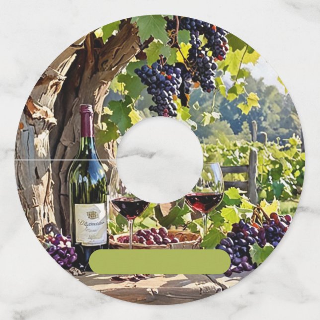 Vineyard Print Wine Glass Tags (Front)