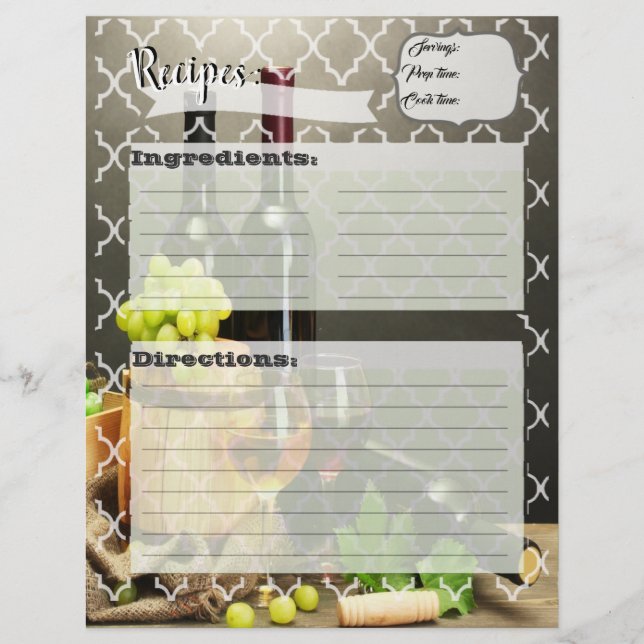 Vineyard Recipe Inserts (Front)