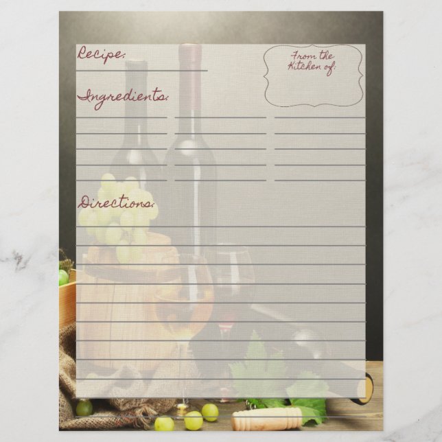 Vineyard Recipe Inserts (Front)